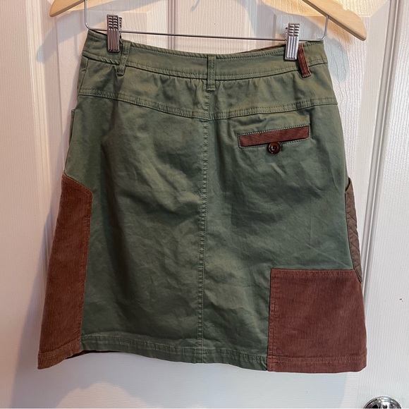 Anthropologie Meadow Rue size 2 Patchwork Skirt Olive Green/Brown - Picture 7 of 14